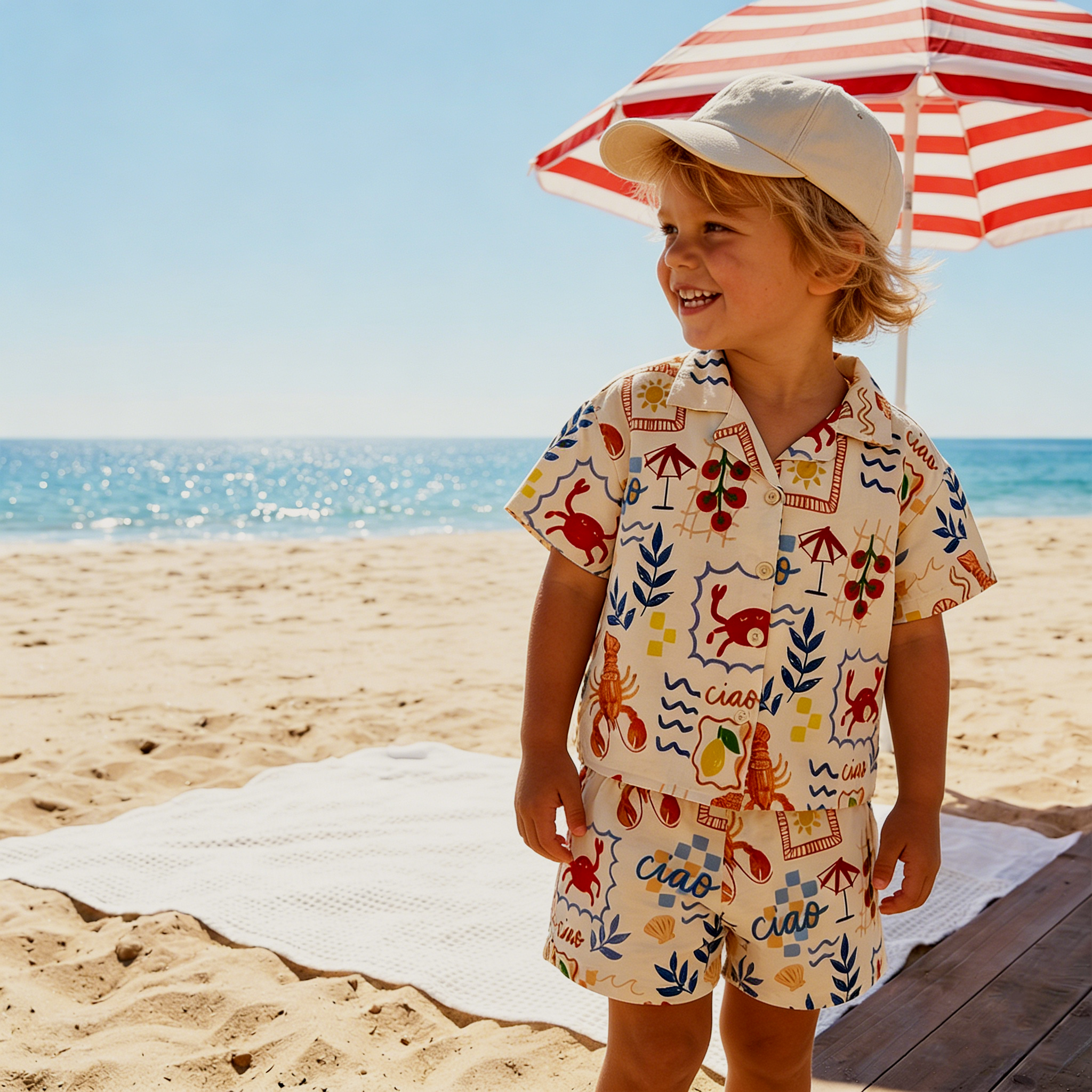 CIAO Baby & Kids Lobster Shell Crab Tomato Lapel Beach Sets