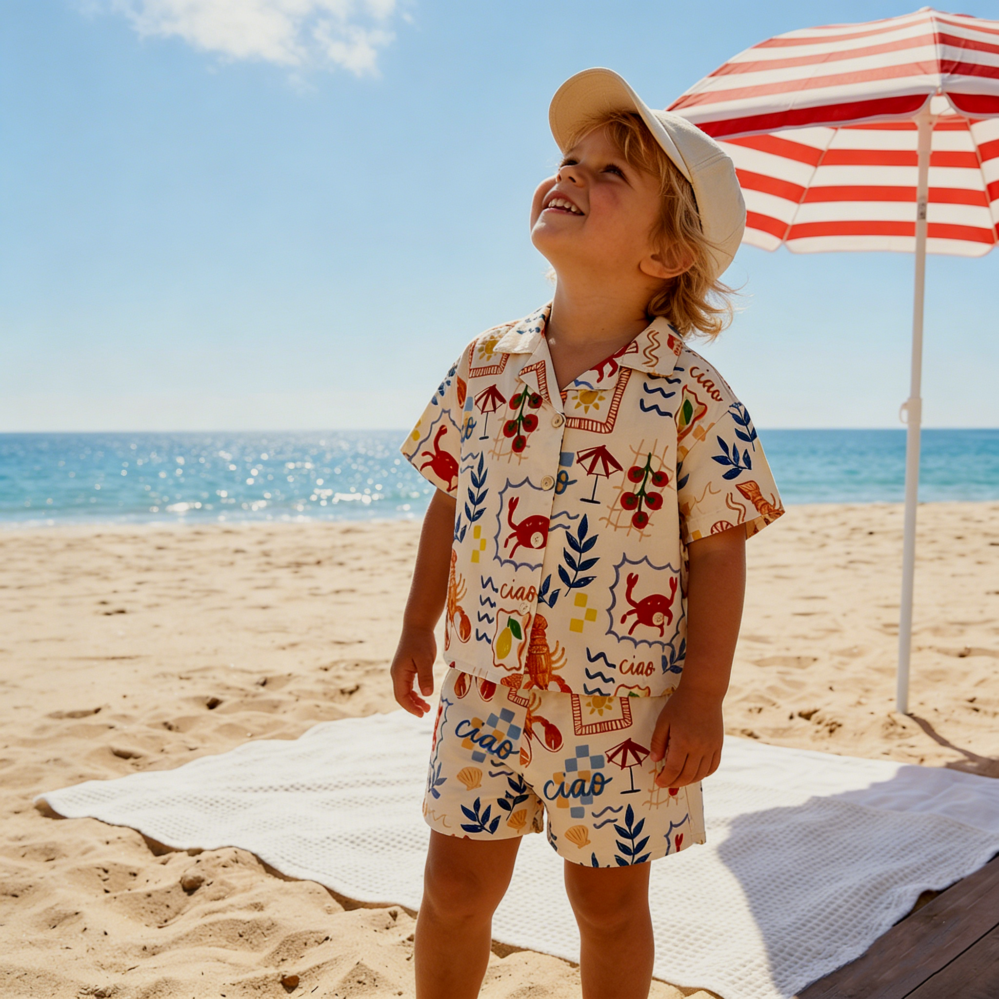 CIAO Baby & Kids Lobster Shell Crab Tomato Lapel Beach Sets