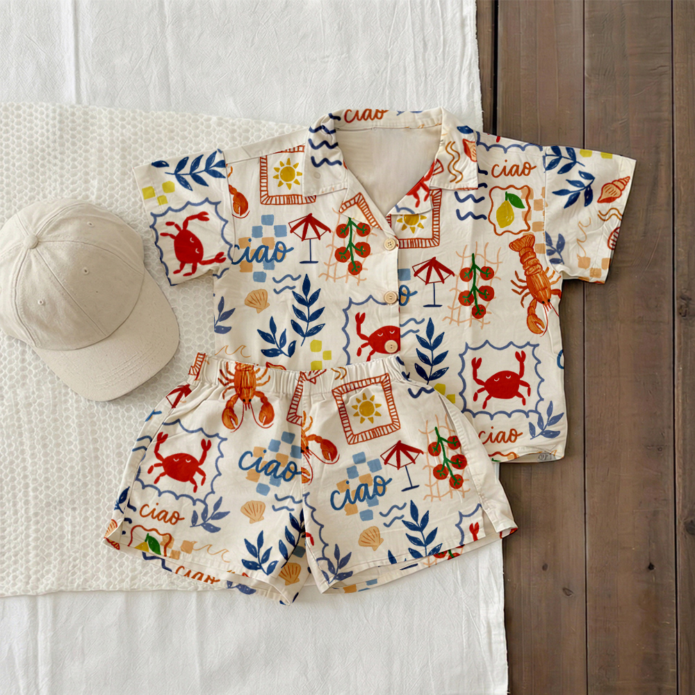 CIAO Baby & Kids Lobster Shell Crab Tomato Lapel Beach Sets