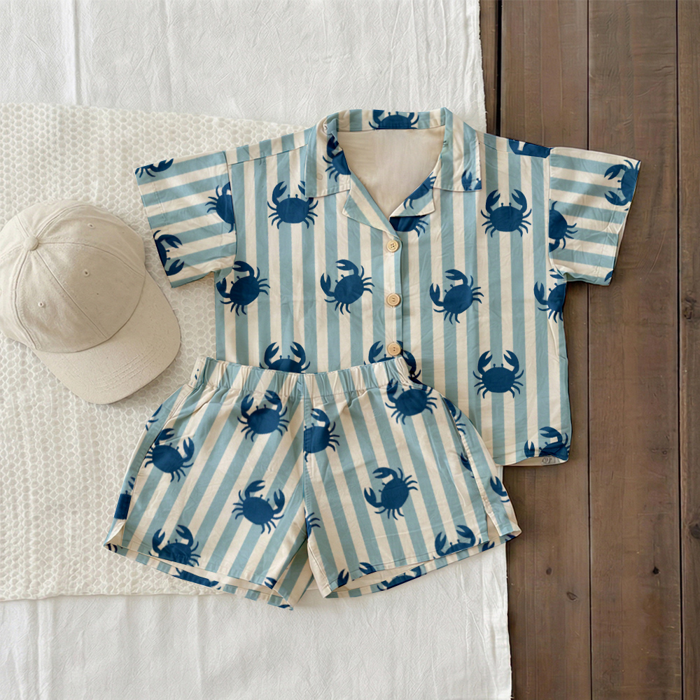Baby & Kids Crab Stripe Lapel Beach Sets