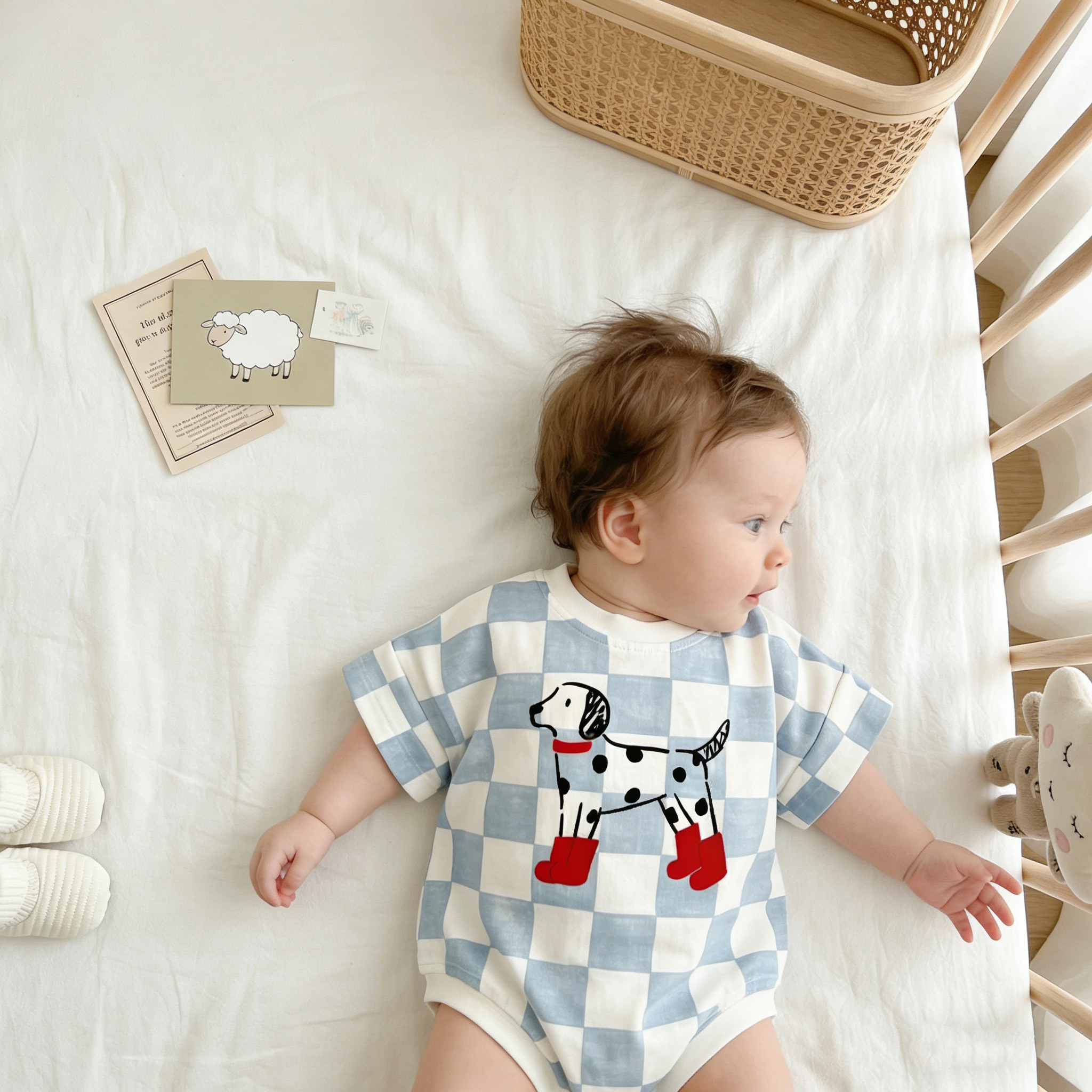 Baby Dalmatian Check T-shirt Romper