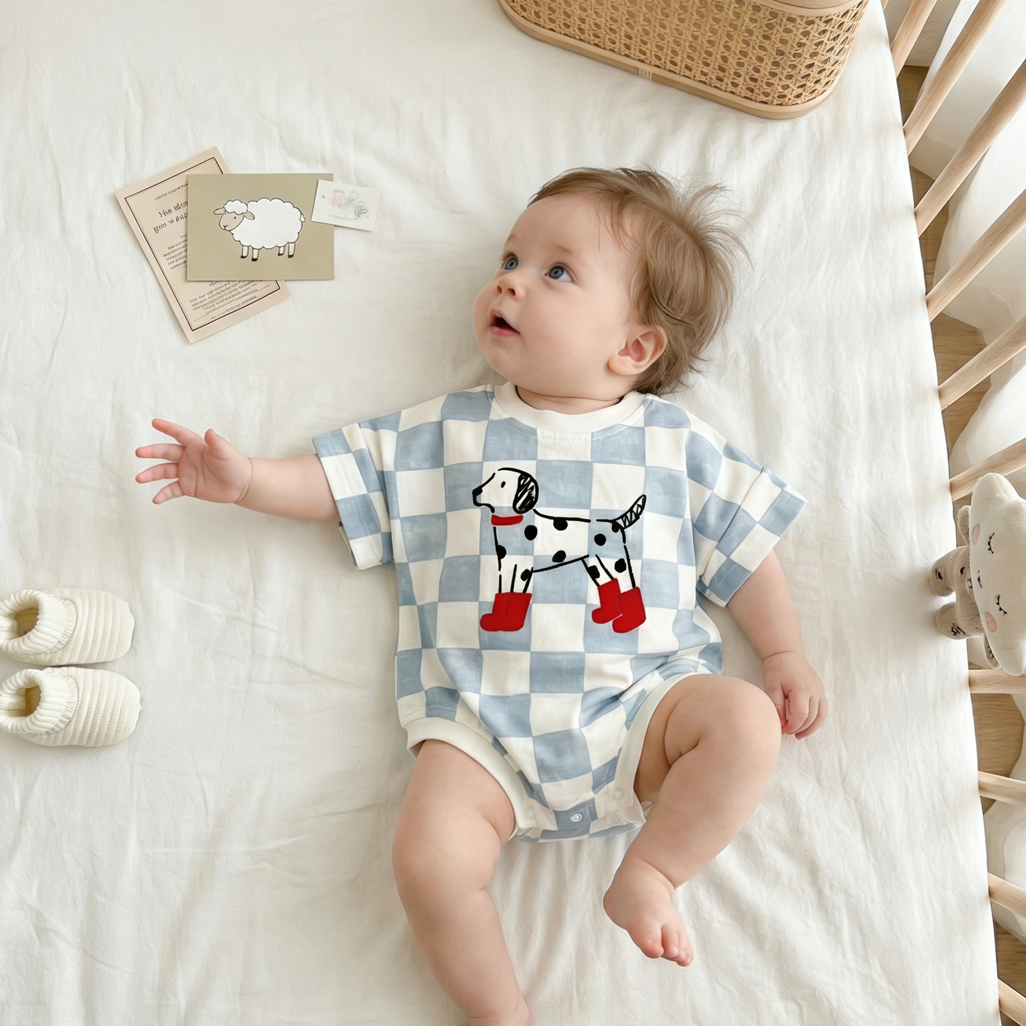 Baby Dalmatian Check T-shirt Romper