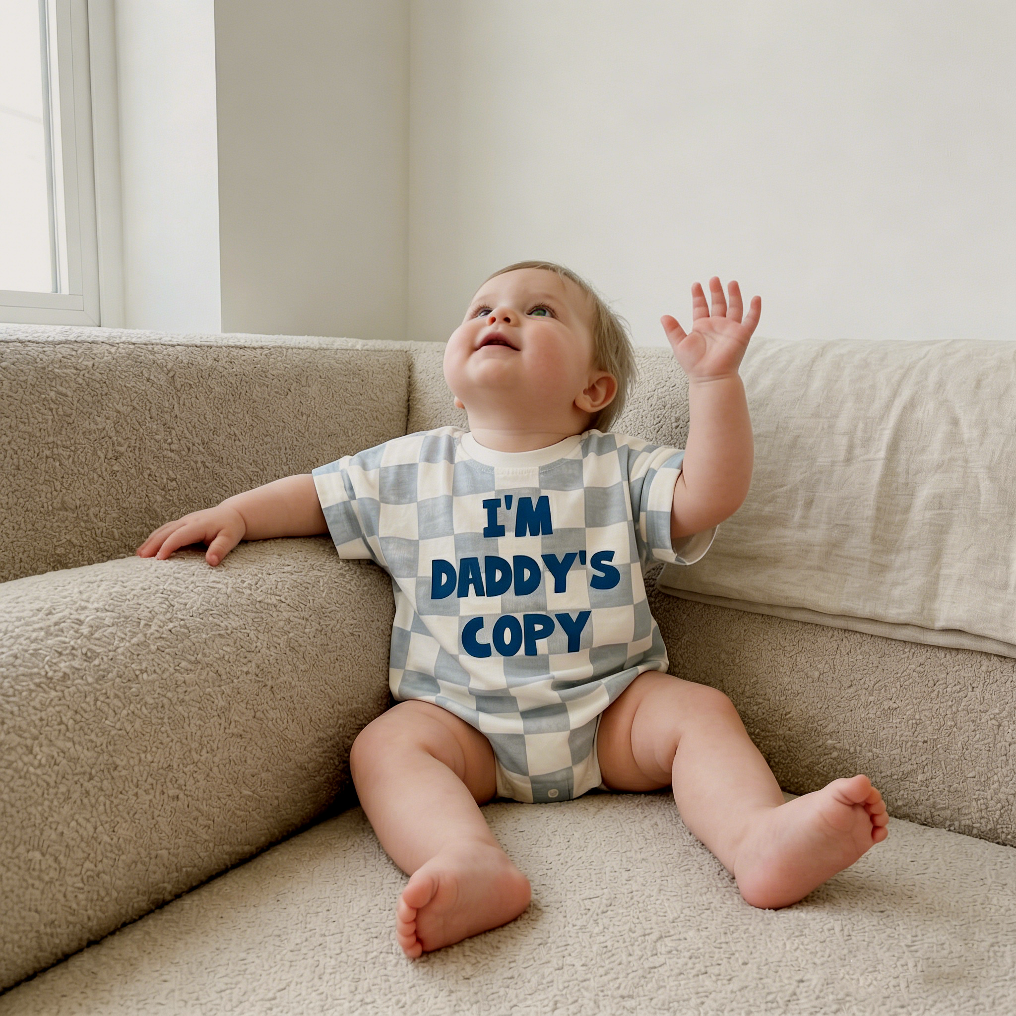I'M DADDY'S COPY Baby Check T-shirt Romper