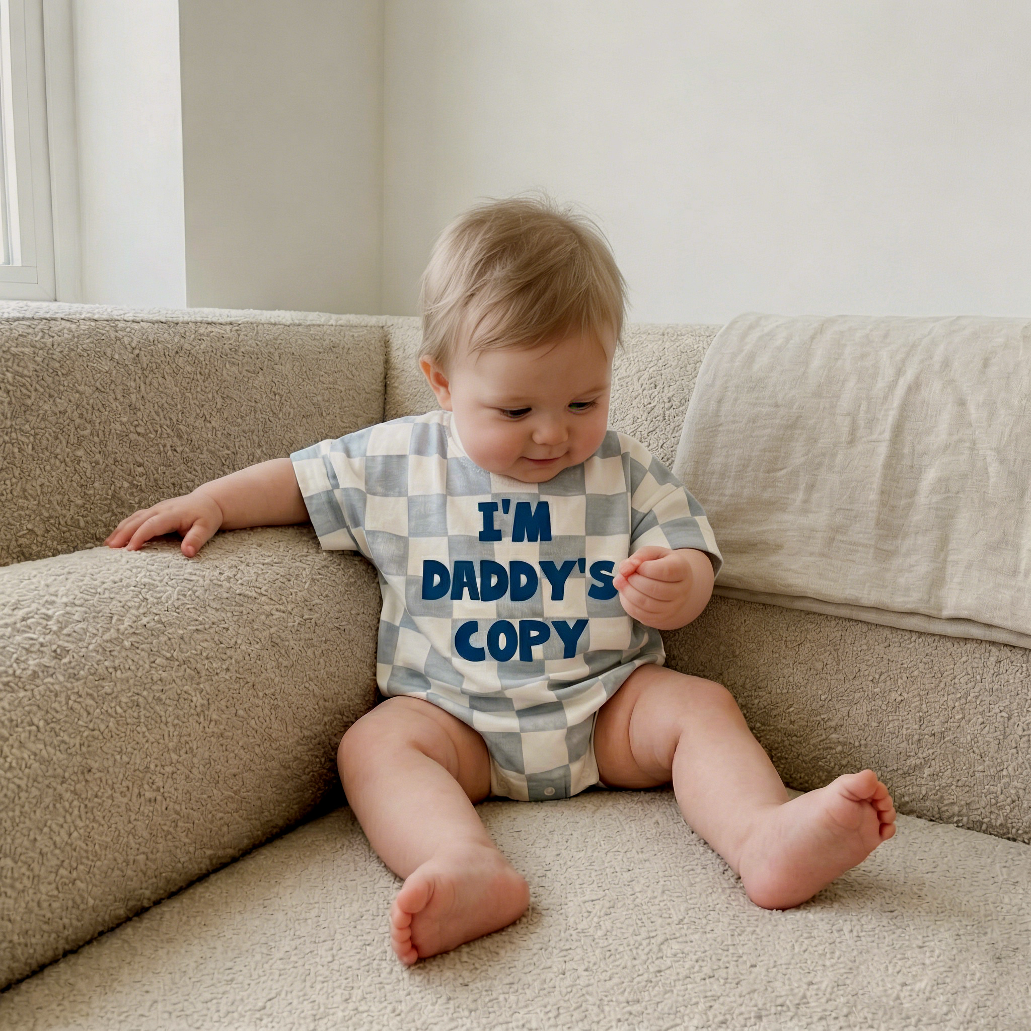 I'M DADDY'S COPY Baby Check T-shirt Romper
