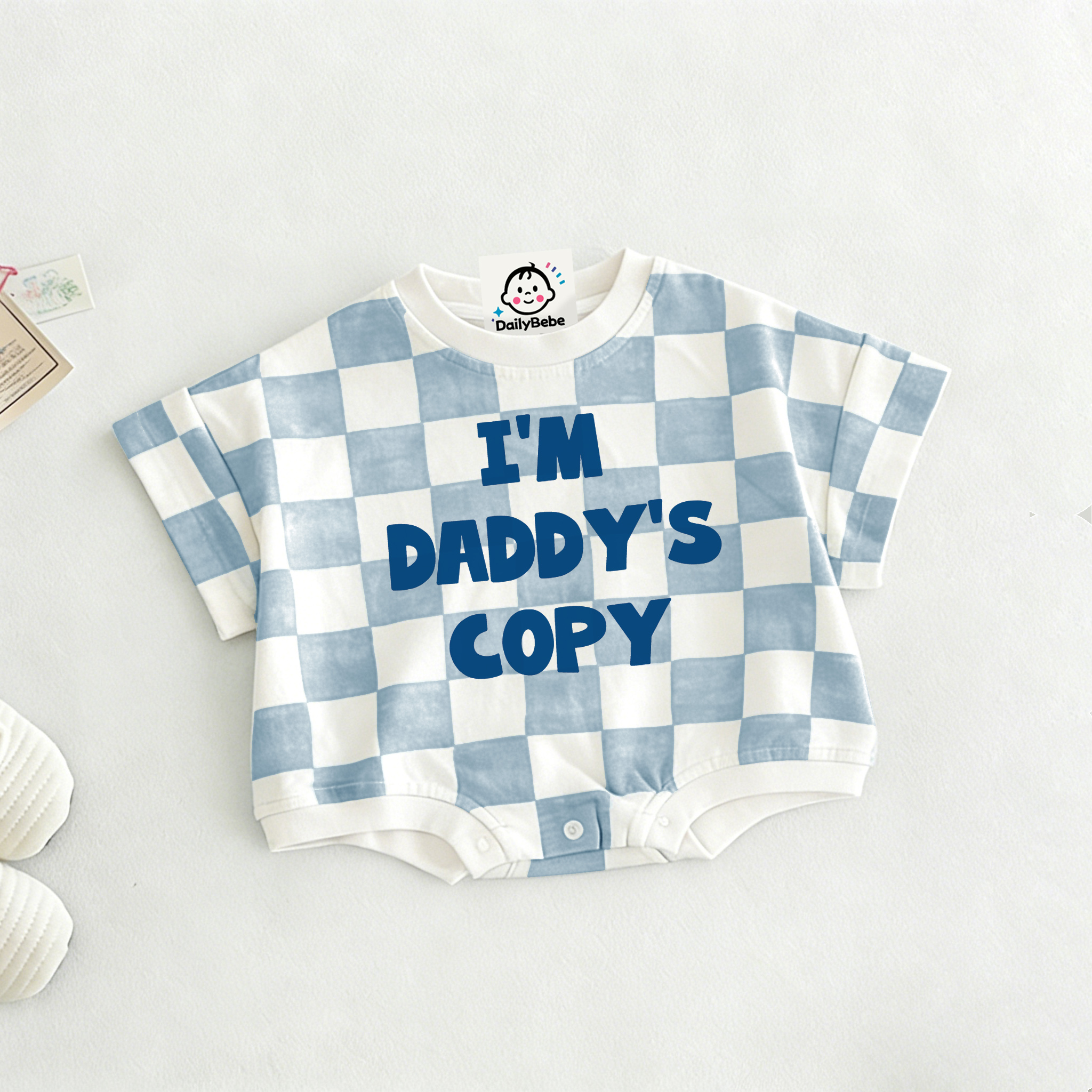 I'M DADDY'S COPY Baby Check T-shirt Romper