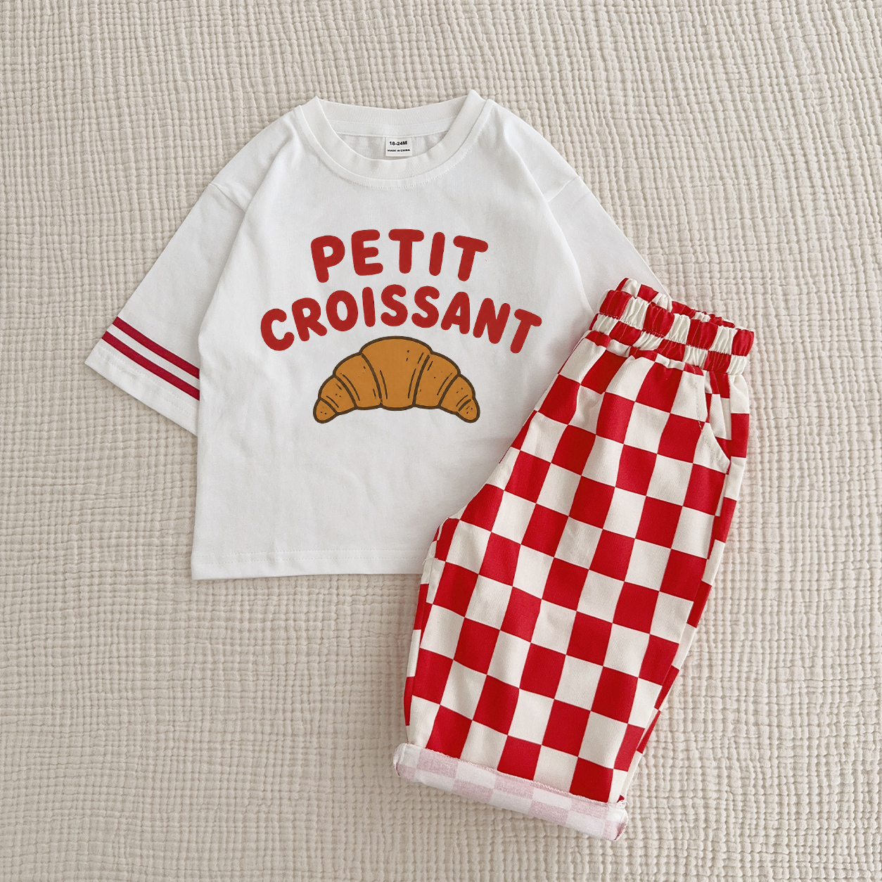 PETIT CROISSANT Baby & Kids Slogan 2 Piece Sets
