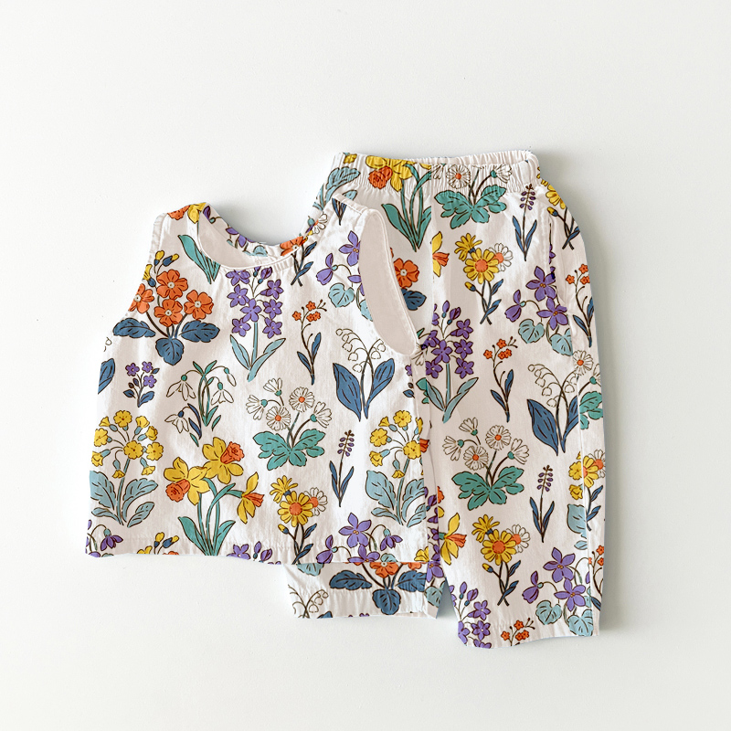 [Copy]Baby & Kids Retro Daffodil Daisy Print Sets