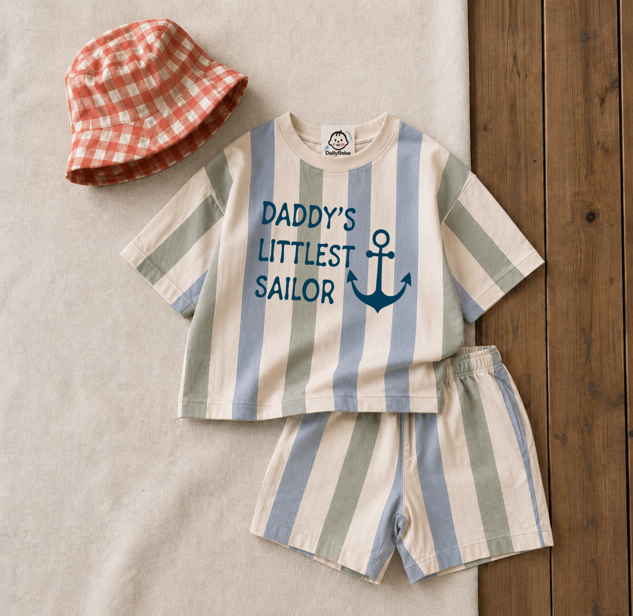 DADDY'S LITTLEST SAILOR Baby & Kids Stripe Tee and Shorts  Sets