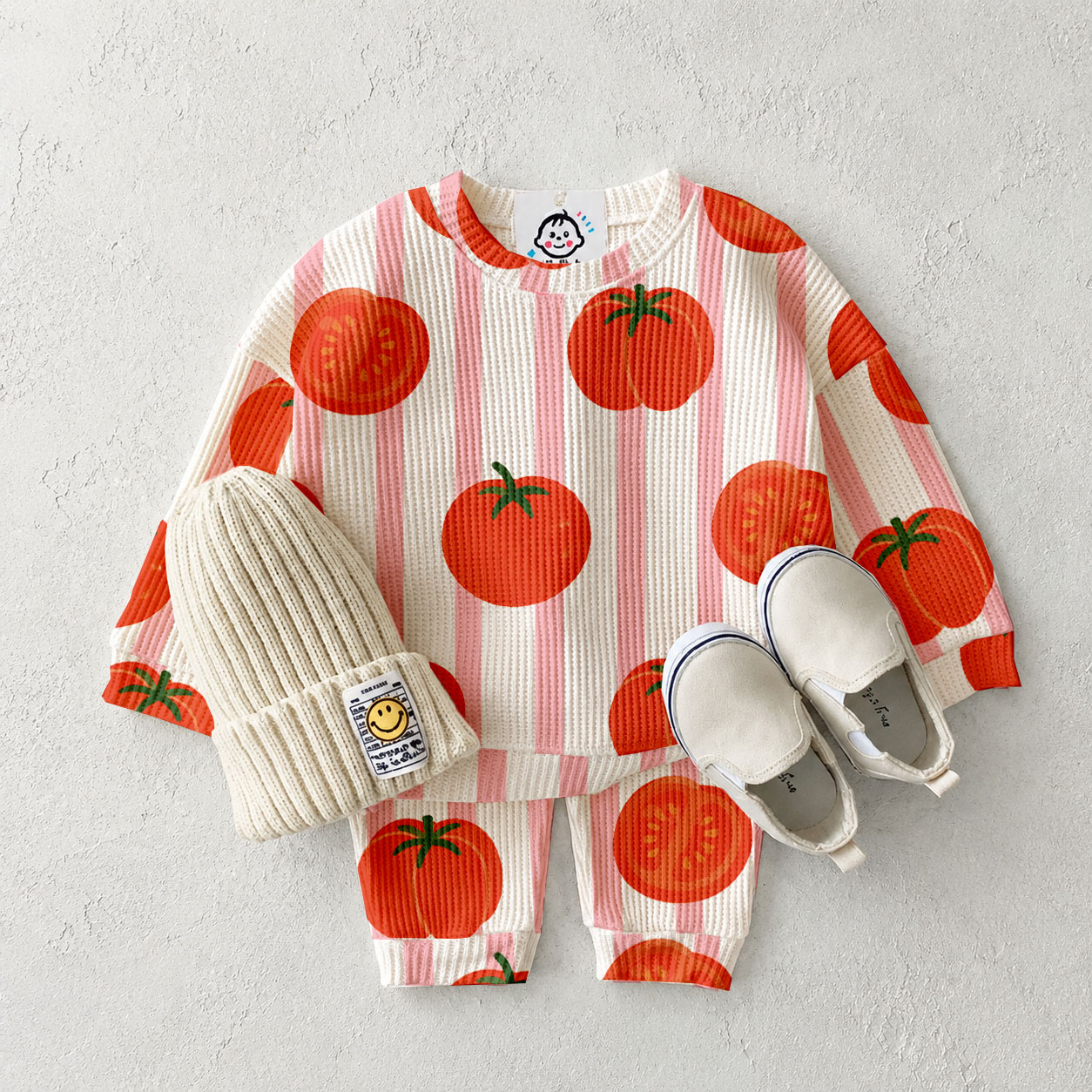 Baby Tomato Stripe Waffle 2-Piece Set