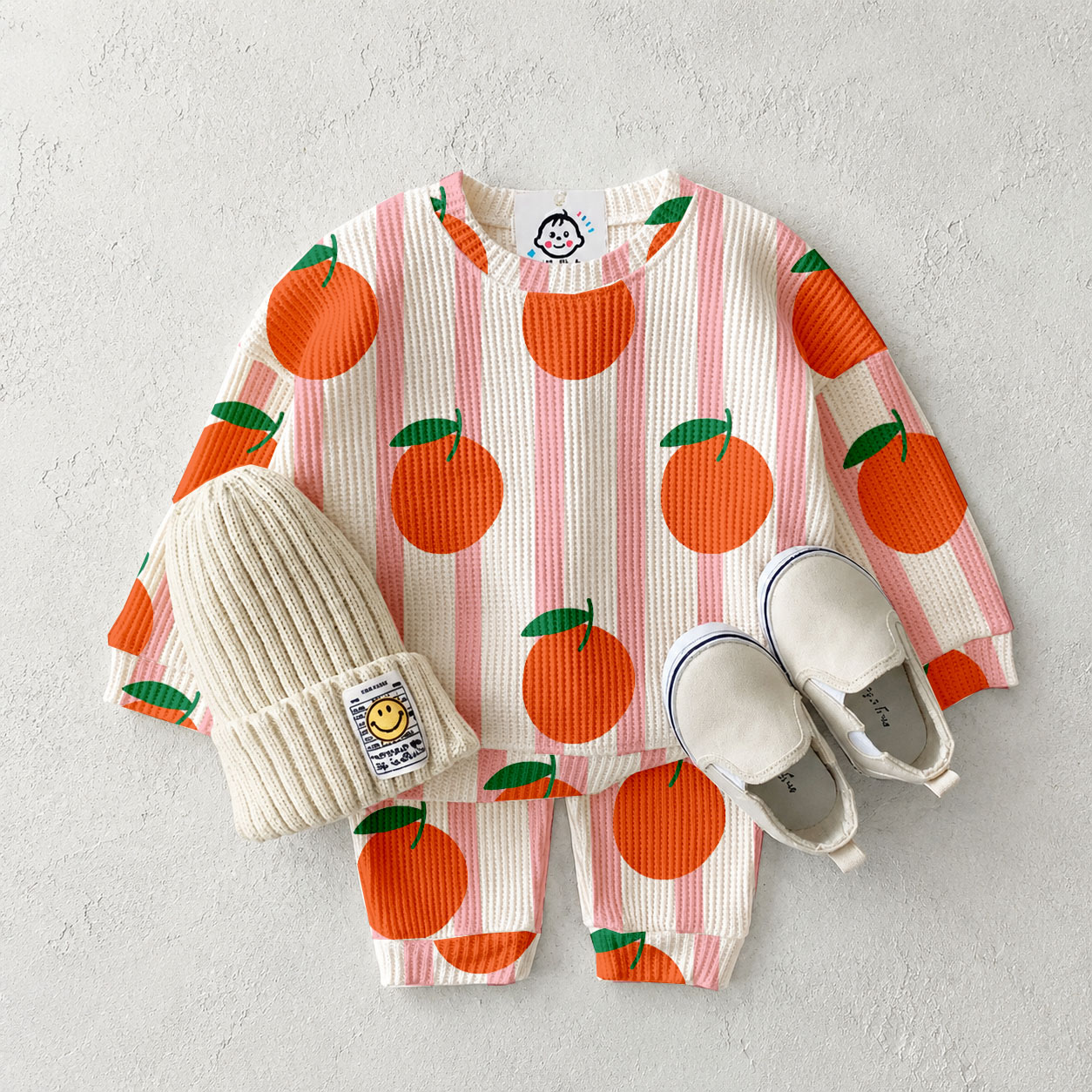 Baby Orange Stripe Waffle 2-Piece Set