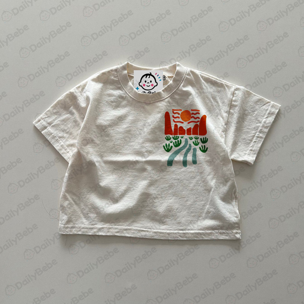 Baby & Kids Desert Sunset White Front & Back Print T-Shirt