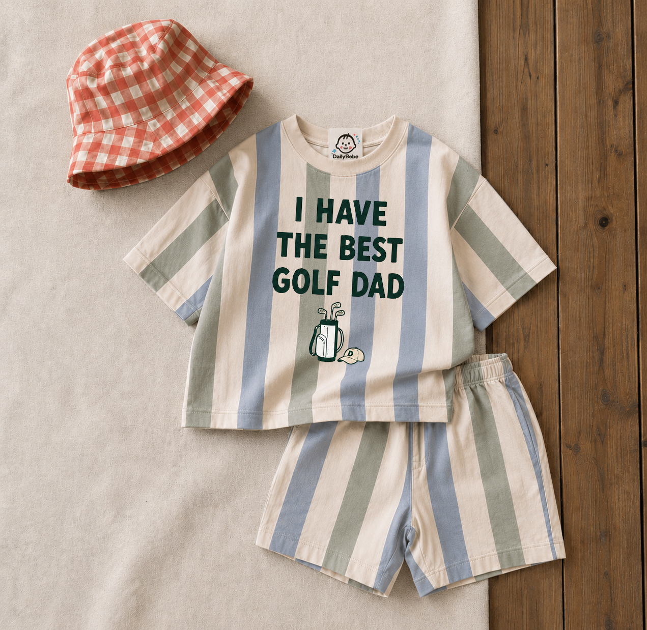MY DADDY IS MY FAVORITE GOLFER Baby & Kids Stripe Tee and Shorts  Sets