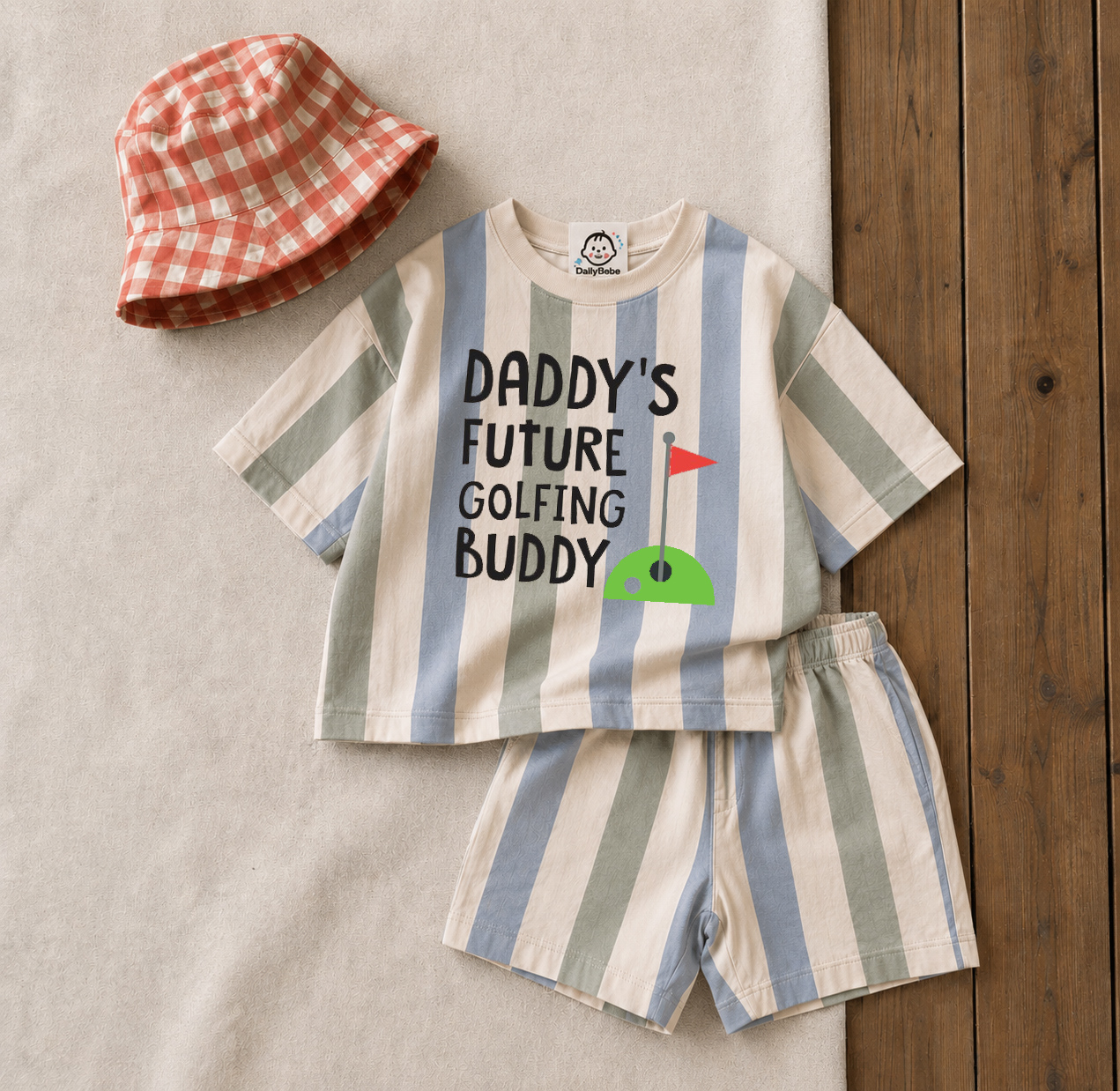 DADDY'S FUTURE GOLFING BUDDY Baby & Kids Golf Stripe Tee and Shorts Sets