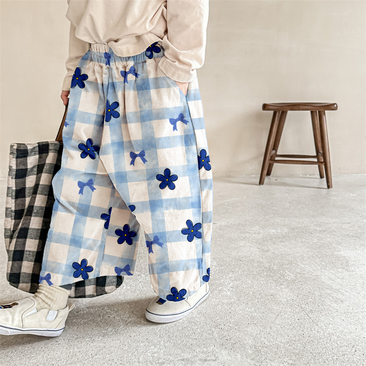 Baby & Kids Flowers Plaid Pants