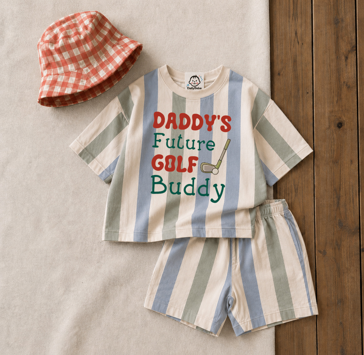 DADDY'S FUTURE GOLF BUDDY Baby & Kids Golf Stripe Tee and Shorts Sets