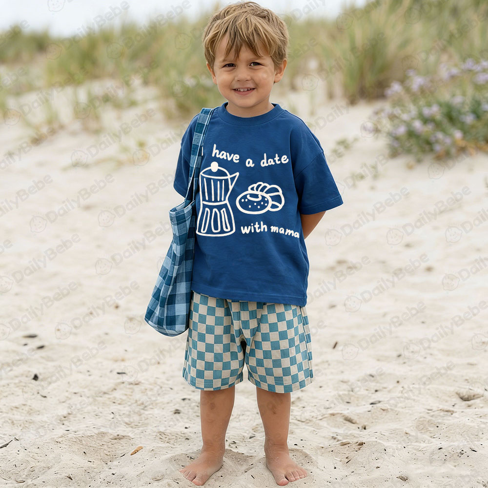 I HAVE A DATE WITH MY MOM Baby & Kids Coffee Checkerboard 2 Piece Set