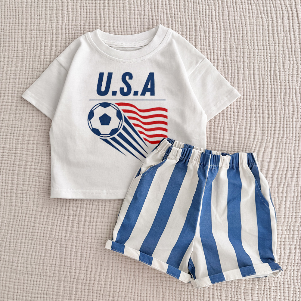 USA Baby & Kids Soccer T-Shirt and Shorts Sets