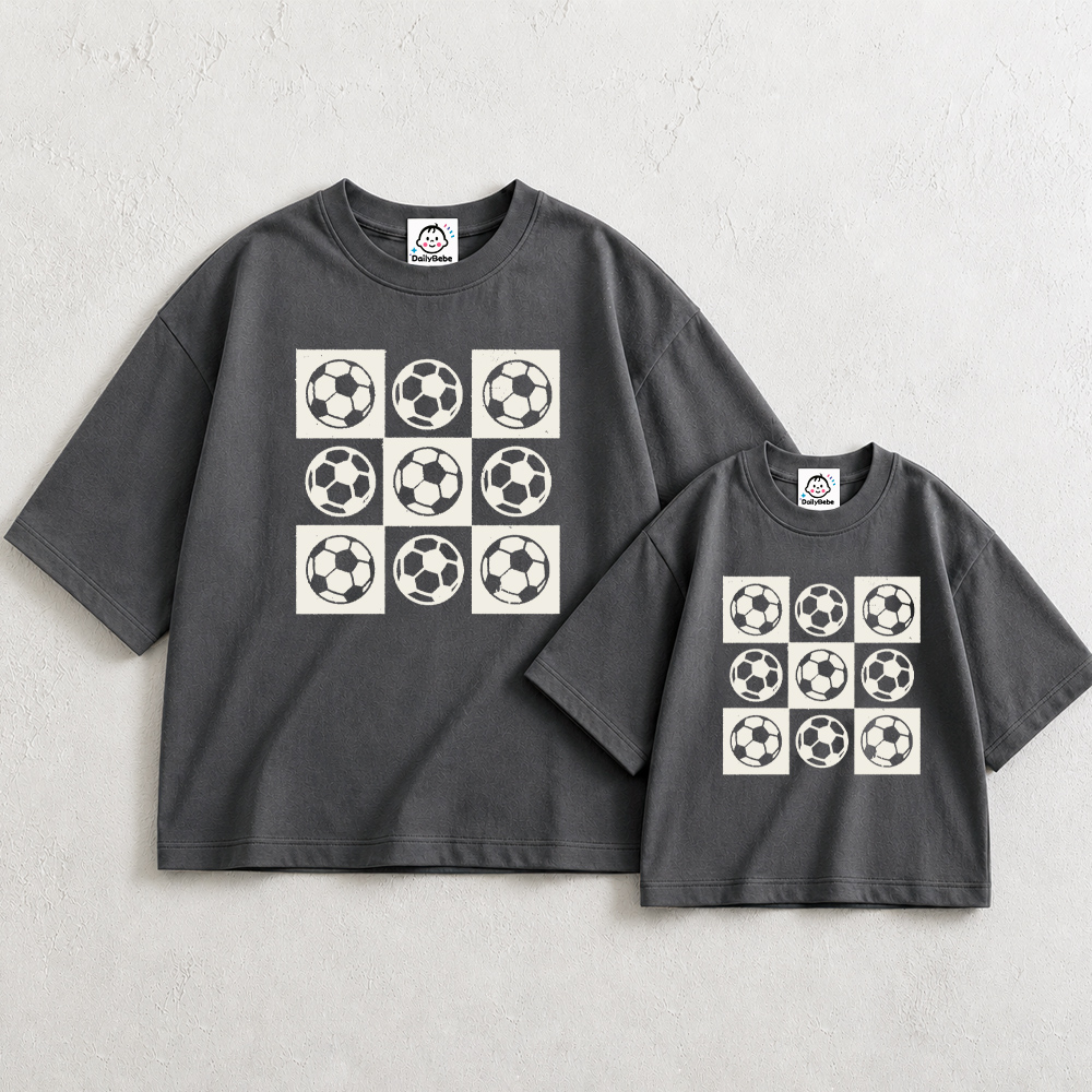 Family Soccer Check Print  T-Shirt