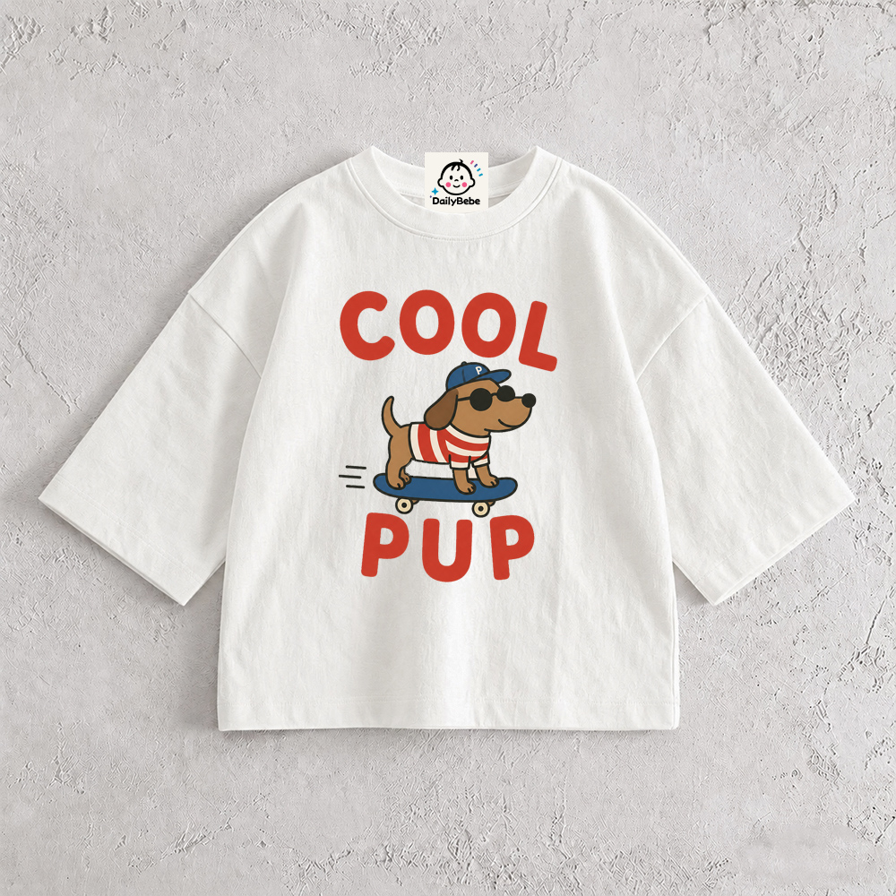 COOL PUP Baby & Kids Skateboarding Dog T-Shirt 