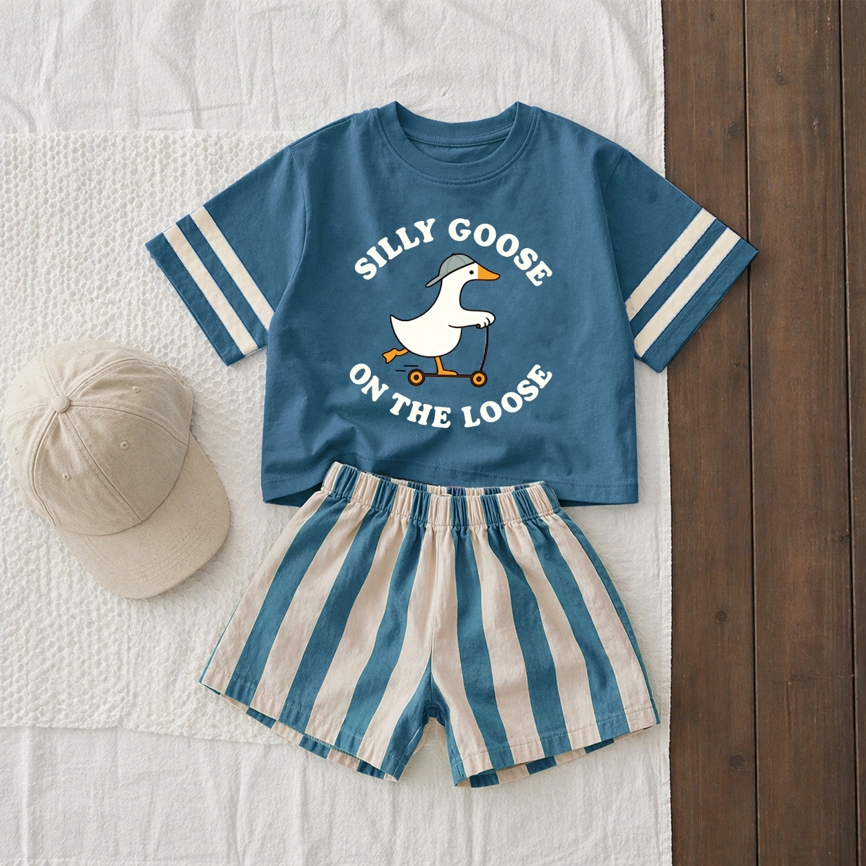SILLY GOOSE ON THE LOOSE Baby & Kids Tee and Shorts Sets