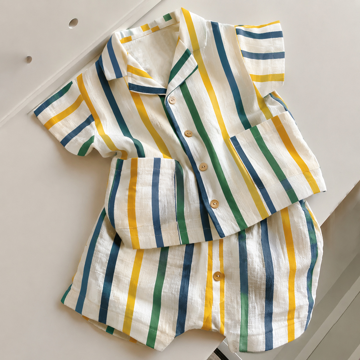 Baby & Kids Stripe Lapel Beach Sets