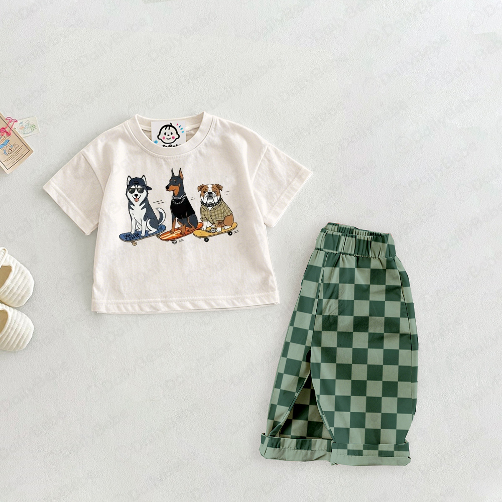 Baby & Kids Skateboarding Dog Checkerboard Set