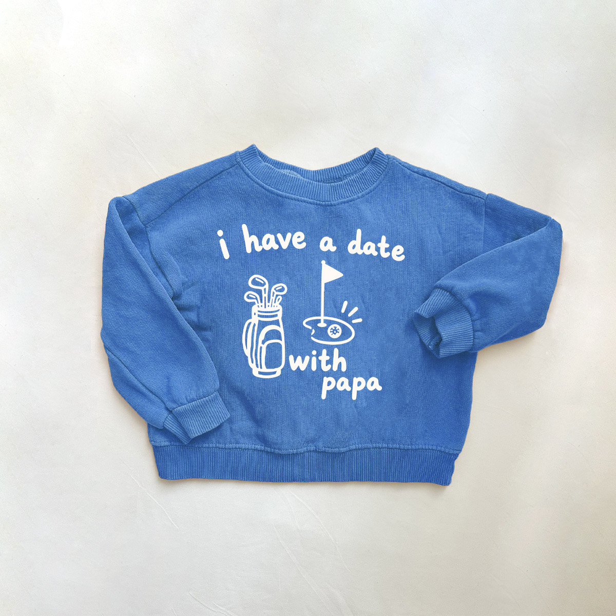 I HAVE A DATE WITH PAPA Baby & Kids Golf Pattern Blue Sweatshirt