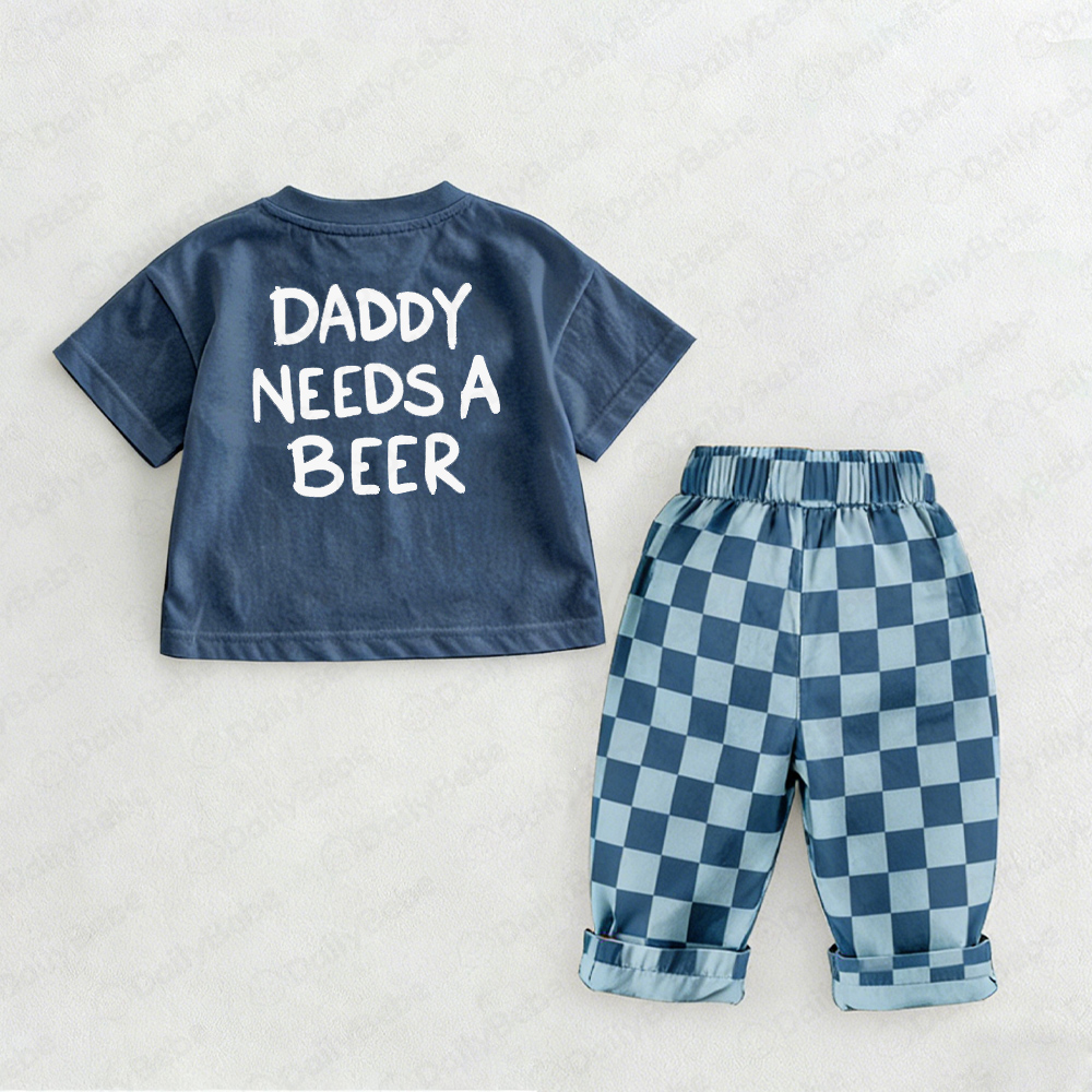 DADDY NEEDS A BEER  Baby & Kids Guitar Checkerboard Set