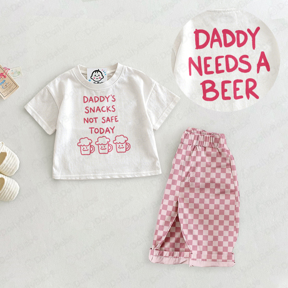 DADDY'S SNACKS NOT SAFE TODAY Baby & Kids Slogan Front & Back Print Set