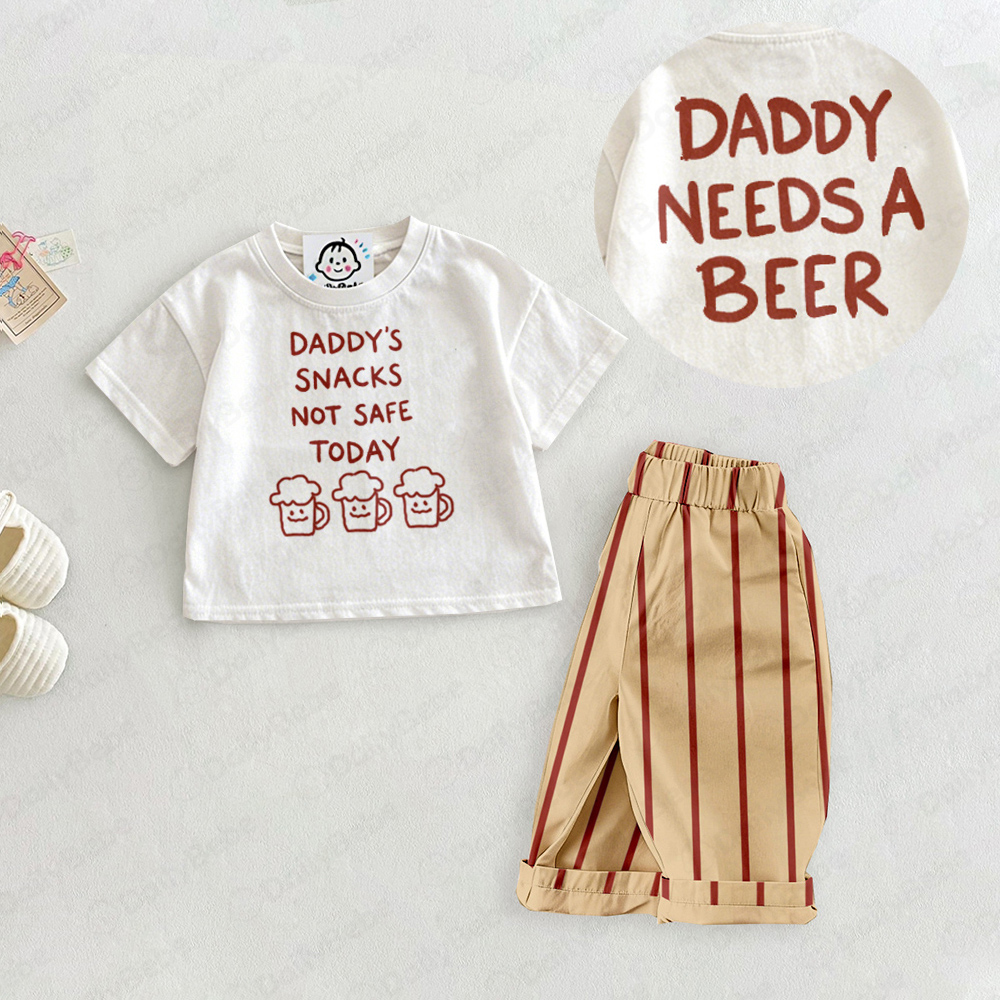 DADDY'S SNACKS NOT SAFE TODAY Baby & Kids Slogan Front & Back Print Set