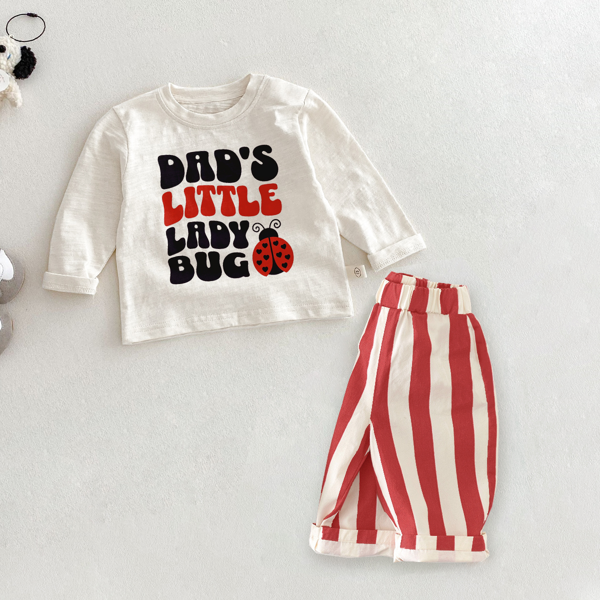 DADDY'S LITTLE LADY BUG Baby Toddler Slogan 2 Piece Set