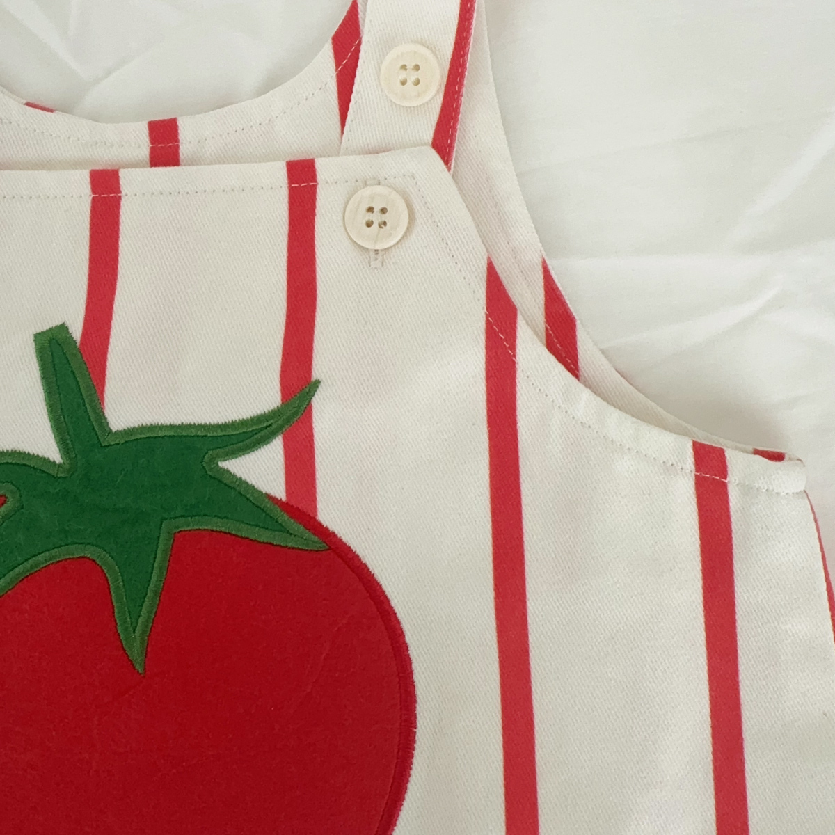 Baby Toddler Tomato Applique Stripe Overalls