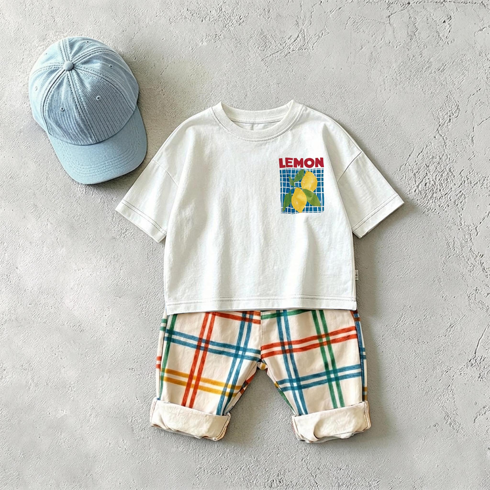 LEMON Baby & Kids Colorful Plaid 2 Piece Set