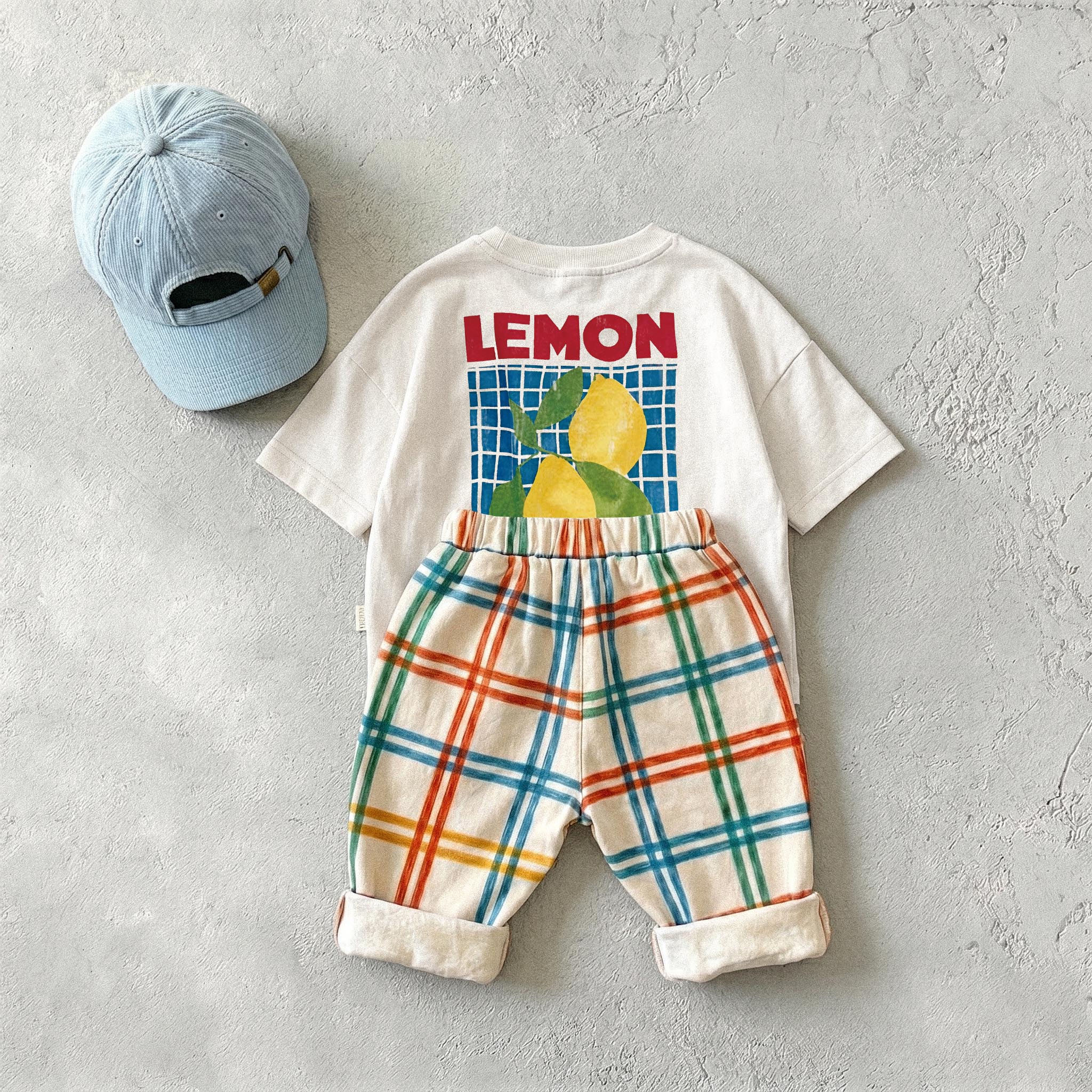 LEMON Baby & Kids Colorful Plaid 2 Piece Set