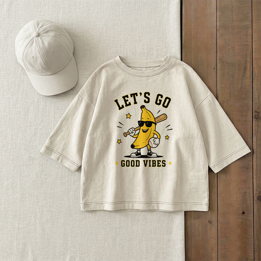 LET'S GO GOOD VIBES Baby & Kids Baseball Banana T-Shirt (6M-12Y)