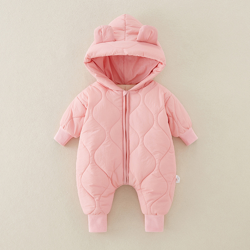 Baby Bear Hooded Quilted Romper
