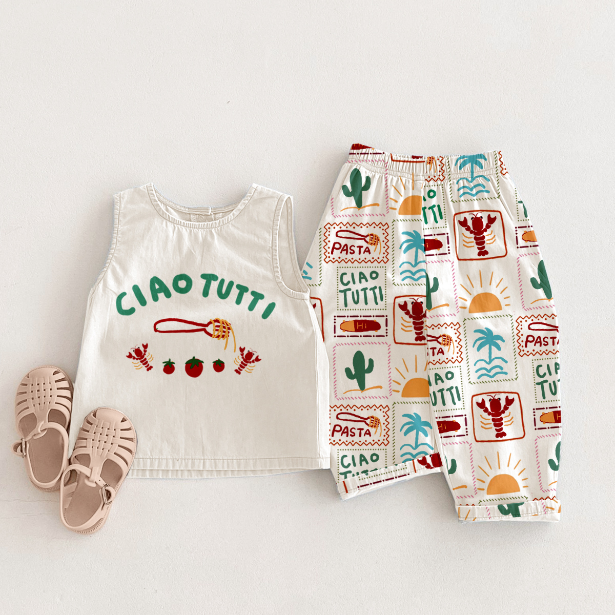 CIAO TUTTI 2-Piece Lobster Skateboard Cactus Pattern Set