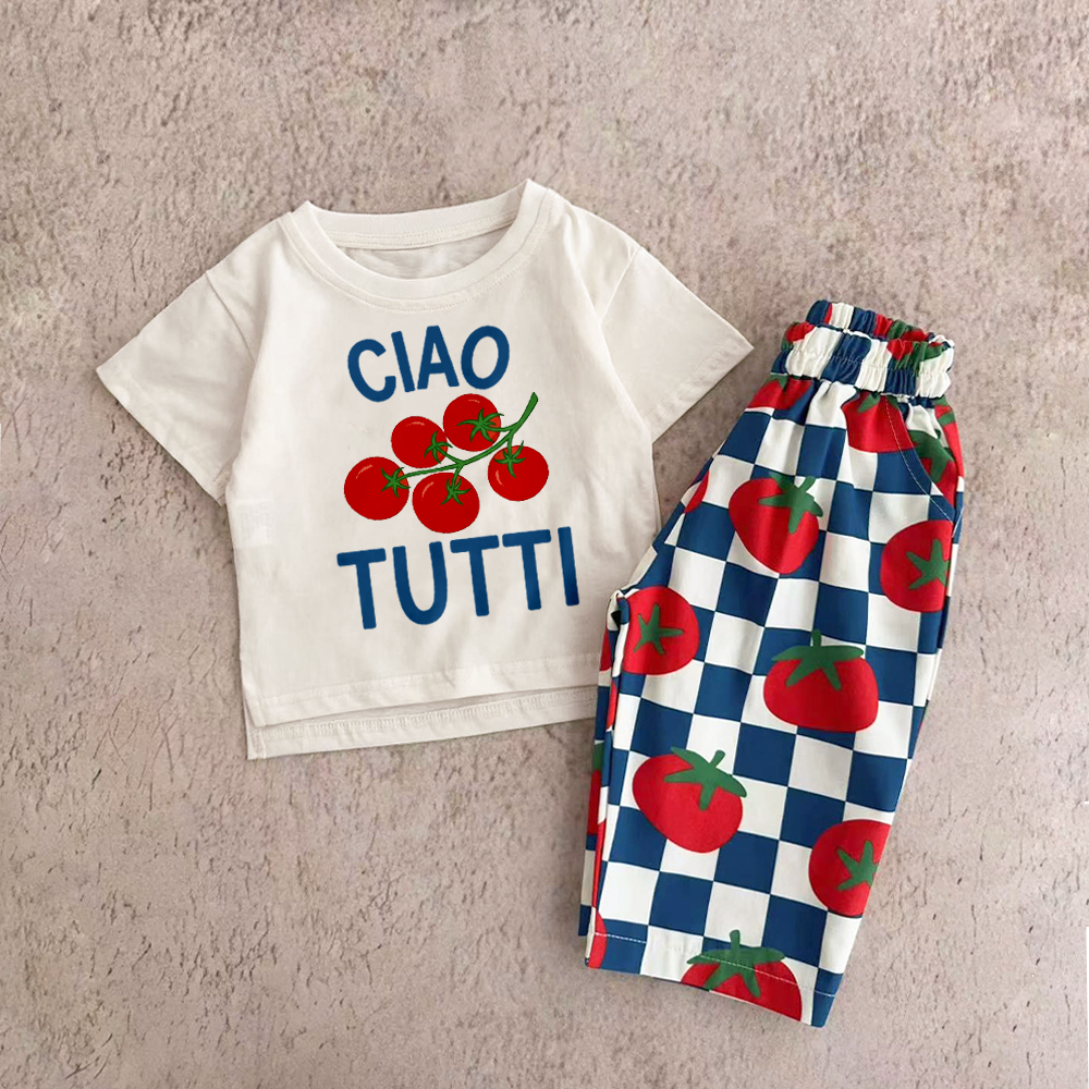 The CIAO TUTTI Baby Toddler Tomato Checkerboard Pattern 2 Piece Set