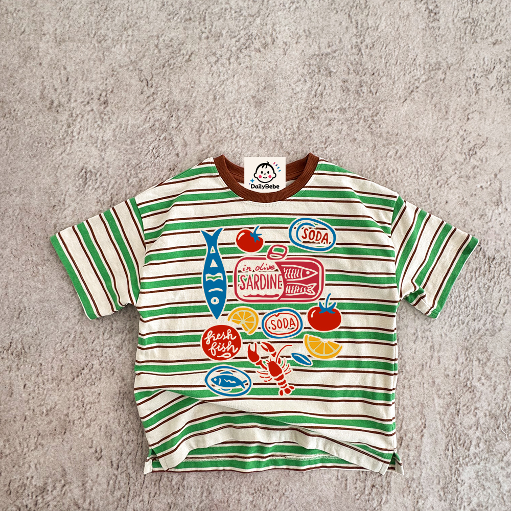 Baby & Kids Sardines Print Stripe T-Shirt (6M-12Y)