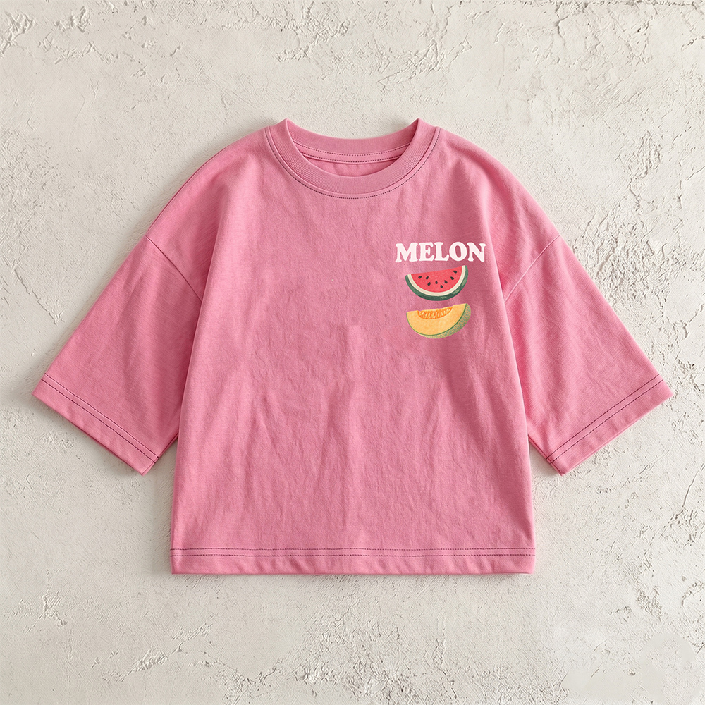 MELON Baby & Kids Watermelon Cantaloupe Front & Back T-Shirt (6M-12Y)