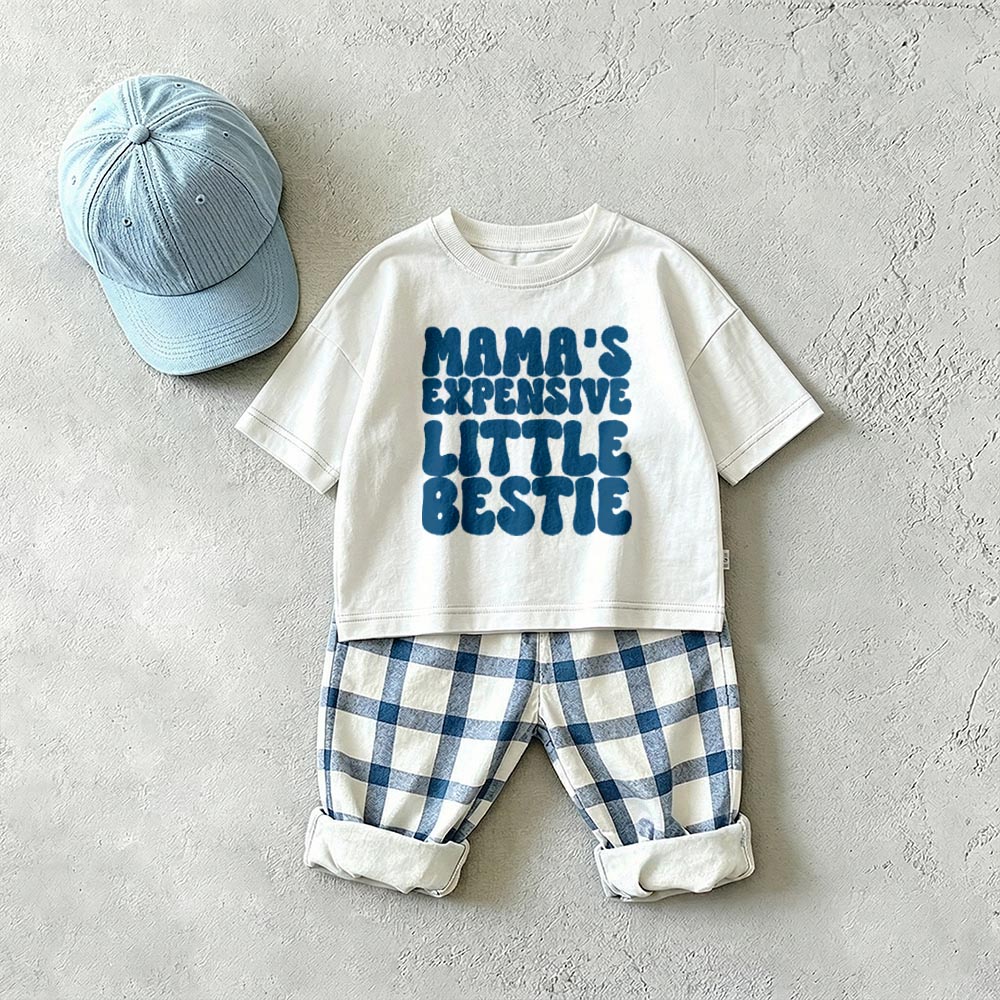 MAMA'S EXPENSIVE LITTLE BESTIE  Baby & Kids Plaid 2 Piece Set