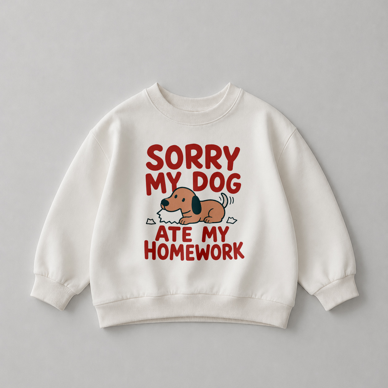 SORRY MY DOG ATE MY HOMEWORK Baby White Sweatshirt