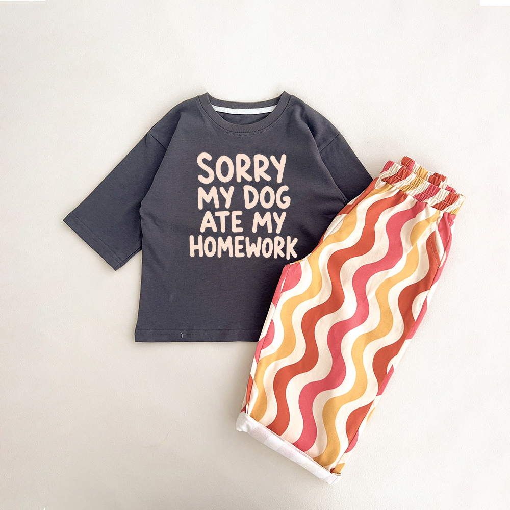 SORRY MY DOG ATE MY HOMEWORK Baby & Kids Stripe 2 Piece Set