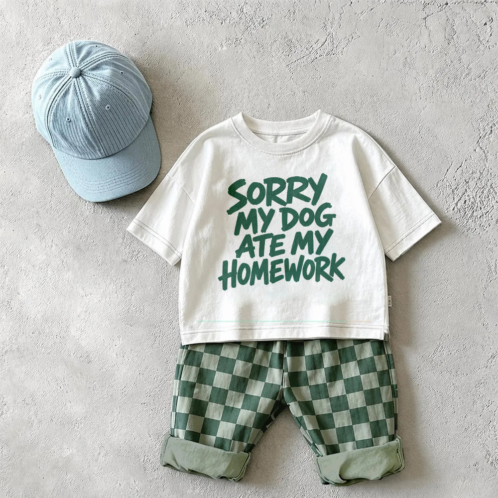 SORRY MY DOG ATE MY HOMEWORK Baby & Kids Checkerboard 2 Piece Set
