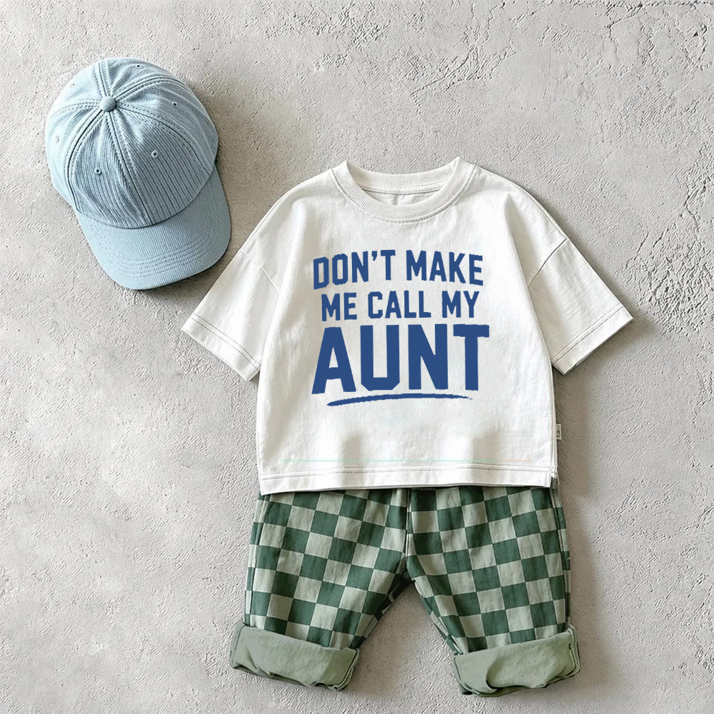 DON'T MAKE ME CALL MY AUNT Baby & Kids Checkerboard 2 Piece Set