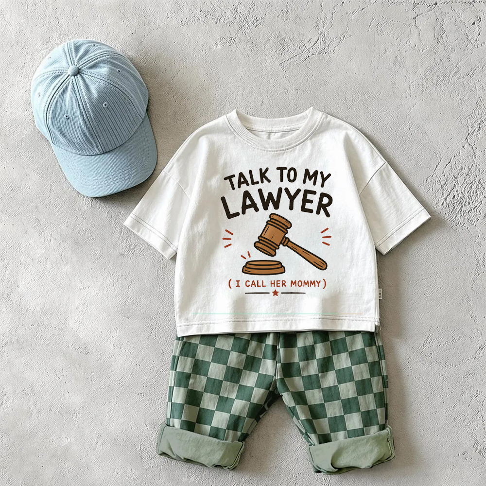 TALK TO MY LAWYER I CALL HER MOMMY Baby & Kids Checkerboard 2 Piece Set