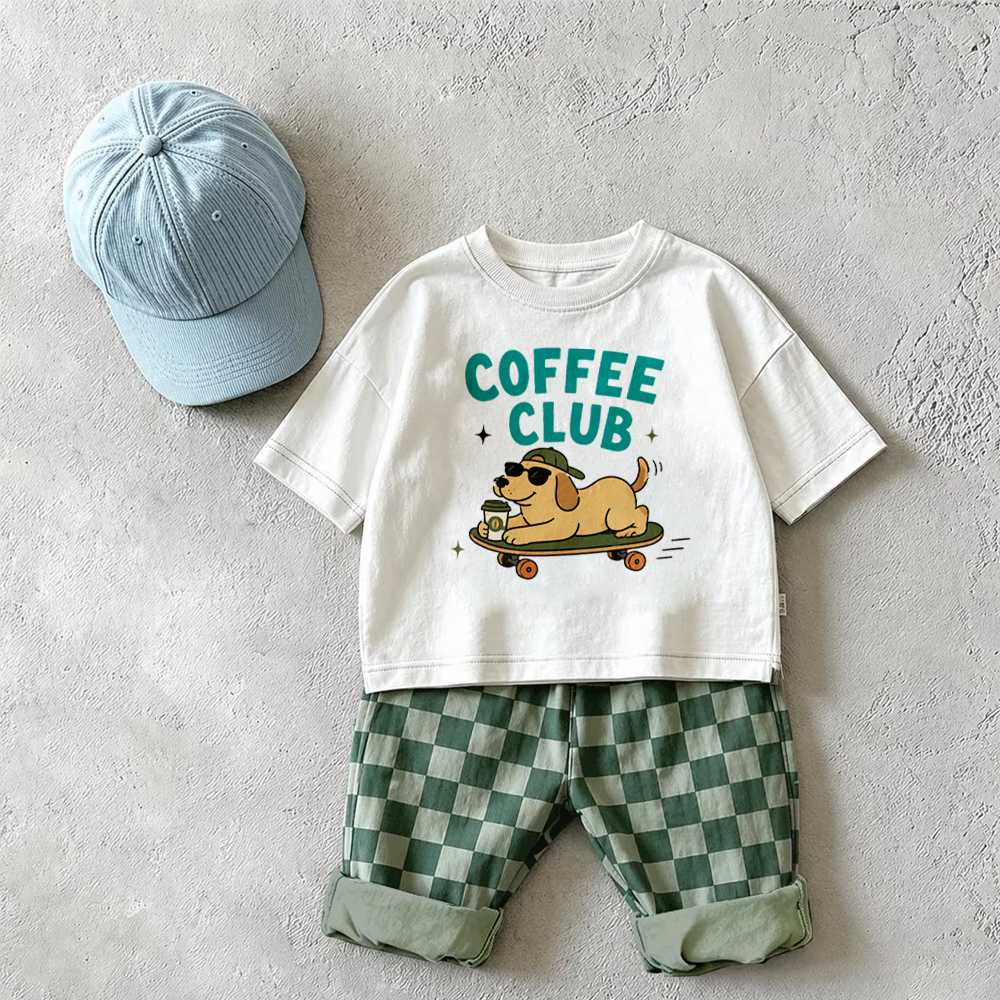COFFEE CLUB Baby & Kids Skateboard Dog Checkerboard 2 Piece Set