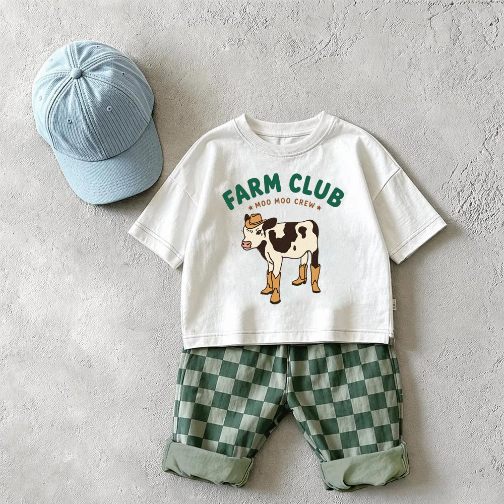 FARM CLUB Baby & Kids Cow Checkerboard 2 Piece Set