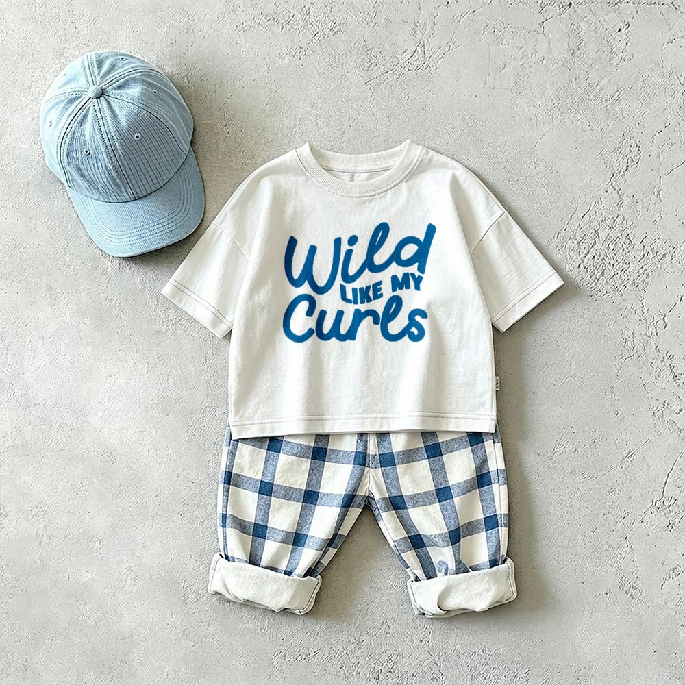 WILD LIKE MY CURLS Baby & Kids Plaid 2 Piece Set