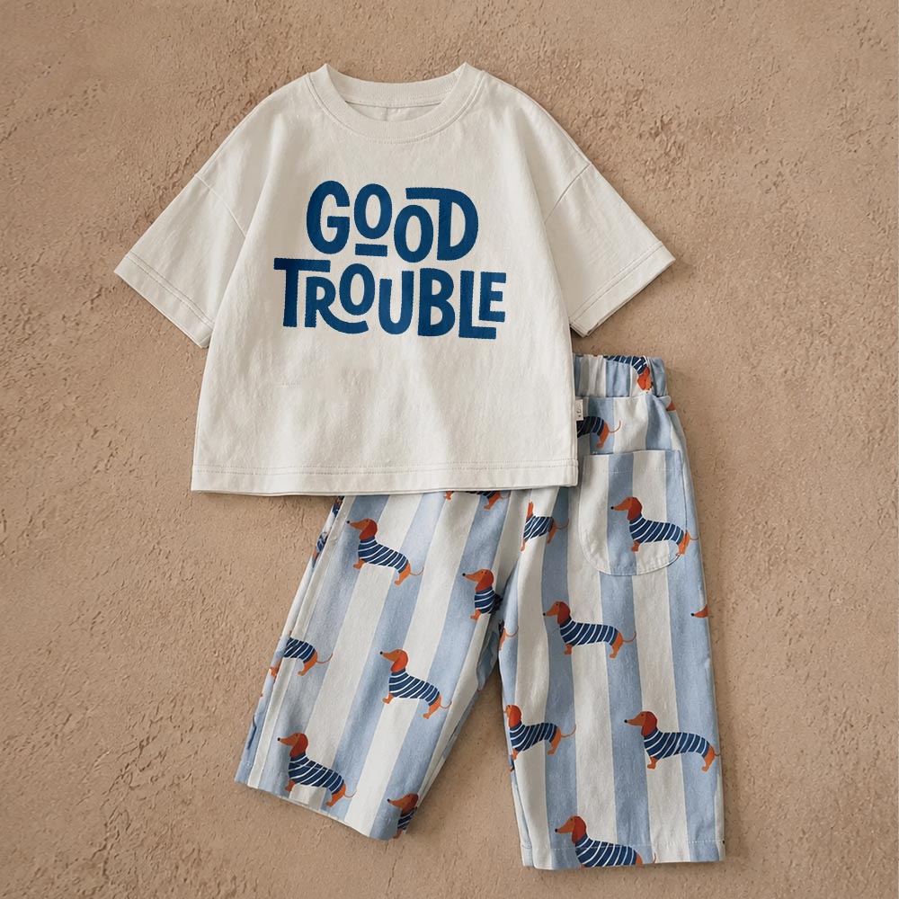 GOOD TROUBLE Baby & Kids Dachshund 2 Piece Set